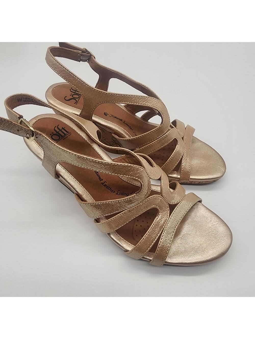 New Sofft gold wedge cork sandal flawless 9